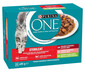 PURINA ONE Sterilcat 12x85g s hovädzím mäsom a mrkvou, s lososom a mrkvou, s morčacím mäsom a zelenou fazuľkou, mokré krmivo pre sterilizované mačky